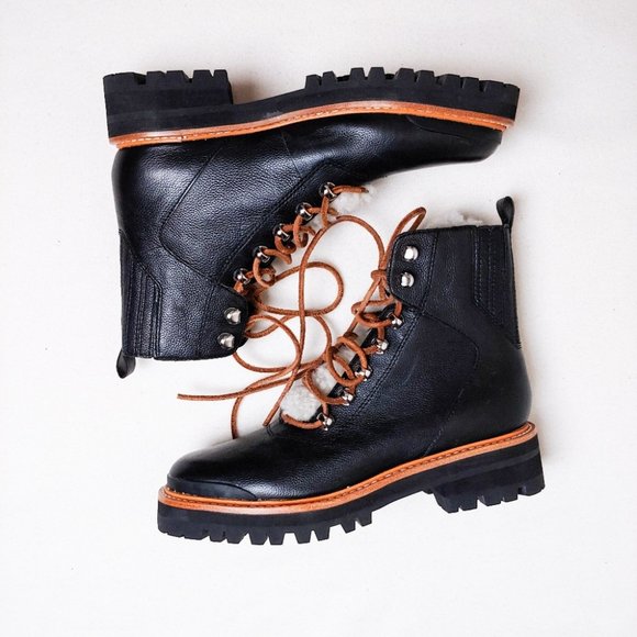 x SOLD x MARC FISHER | Izzie Boot Shearling Leather Black 7 M NWOT - Picture 10 of 16